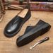 Euro Step Summer British Style Men's Slip-On Loafers American Old Beijing Low-Top Thick-Soled Leather Shoes_vogvips.com