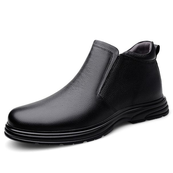 Warm Leather Boots Men's Leather High-top Men's Shoes Wind Boots Non-slip And Wear-resistant Lace-up Tooling Shoes Cotton Shoes_vogvips.com
