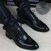Spring And Summer Height Increasing Lace Up Wedding Pointed Business Formal Leather Korean Version British Casual Shoes,_vogvips.com