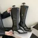 Womens Black Peep Toe Knee Non Slip High Stiletto Heel Side Zipper Sandal Boots_vogvips.com