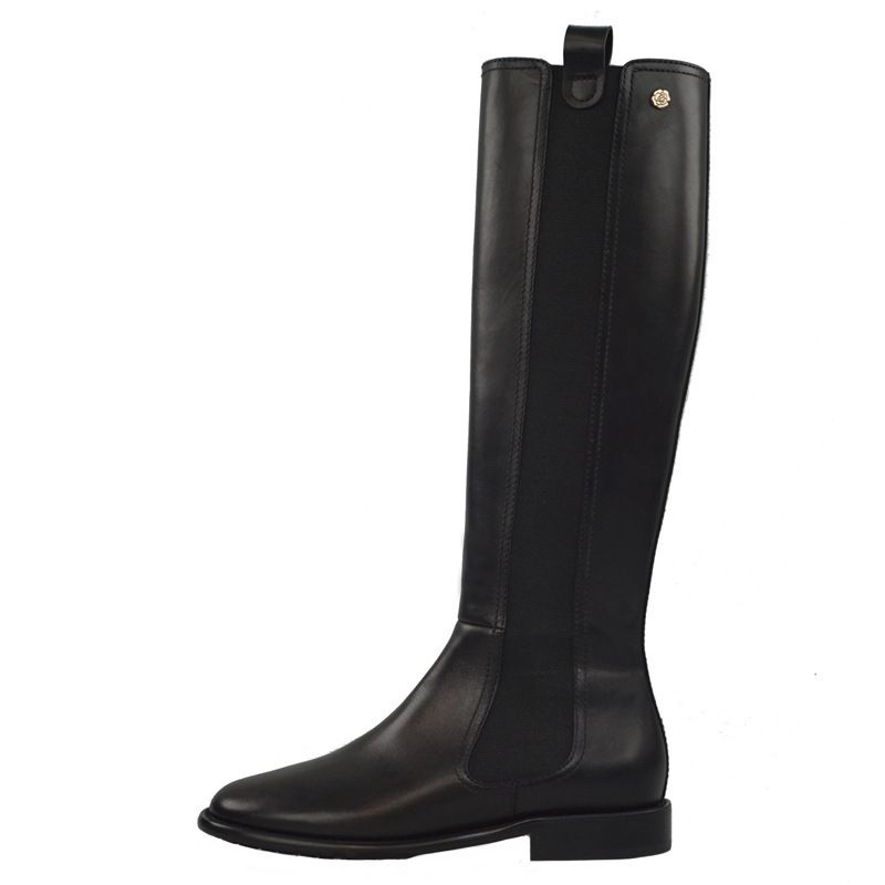 Cowhide Version, Small Fragrant Wind Medium Boots, Women's Flat-bottomed Knight High Boots, Thin High-heeled British Style, Thin And Long Boots._vogvips.com