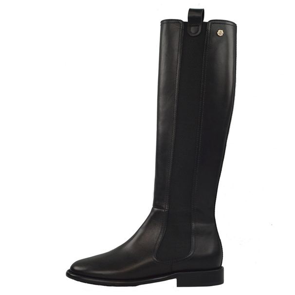 Cowhide Version, Small Fragrant Wind Medium Boots, Women's Flat-bottomed Knight High Boots, Thin High-heeled British Style, Thin And Long Boots._vogvips.com