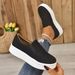 Women's Thick Soled Loafers Autumn New Style Plus Size Platform Slip On Casual Comfortable Single Shoes Size 43_vogvips.com