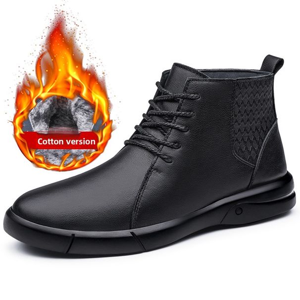 Men's Cotton Shoes Velvet Leather Boots Snow Boots Trendy Martin Boots Large Size Men's Shoes_vogvips.com