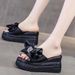 Women's Wedge Heel Thick-Soled Sandals For Outdoor Wear, Fairy Style With Bow And Rhinestones, 2025 New Spring Fashion_vogvips.com