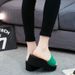 2017 New Elastic Belt Flat Bottom Slope One Line Women's Cool And Slippery Cake Heel Slippers Summer_vogvips.com