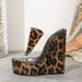 Peep Toe Leopard Print Color Block Transparent Glass Glue Wedge Sandals High Heeled Slippers For Women Fashionable_vogvips.com