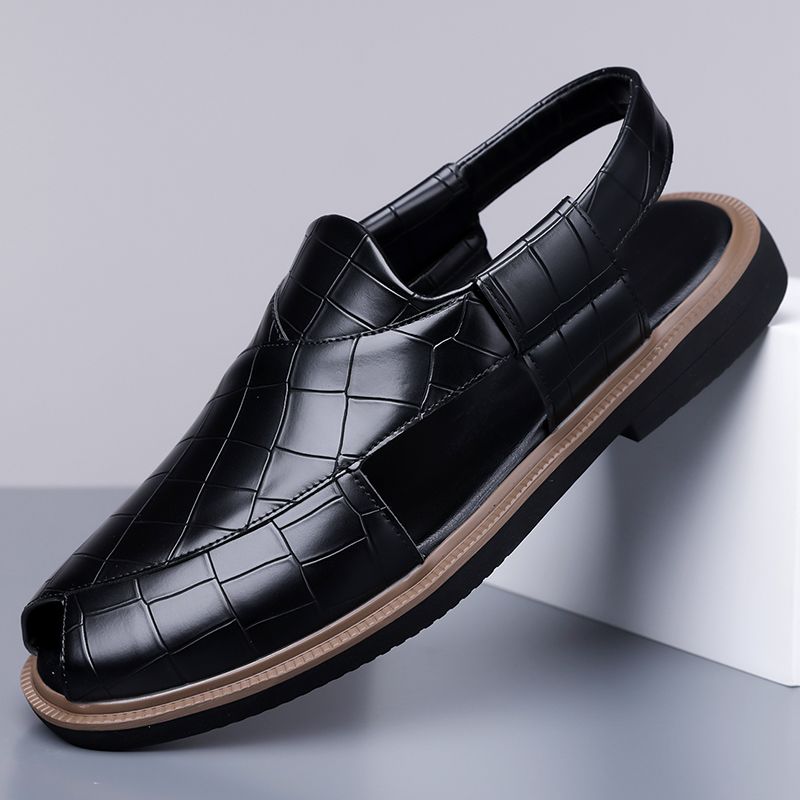Brand Casual Leather 2026 Fashion Men's Outdoor Walking Slippers Comfy Beach Shoes High Quality Men Flat Sandals_vogvips.com