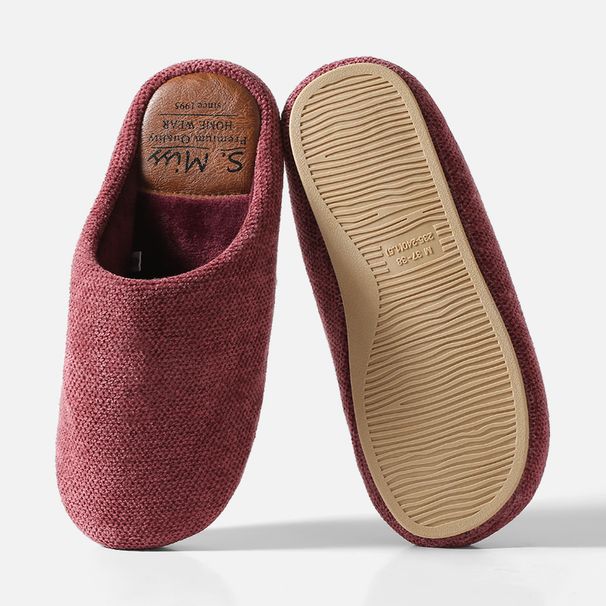 Chenille Velvet Men's Slippers, Men's Couple Home Use, Indoor Half Bag With Floor, Confinement Shoes, Silent And Non Slip Cotton Slippers_vogvips.com