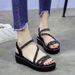 European Style Women's Thick-soled Sandals 2025 Summer New Korean Version Internet Celebrity Ins Rhinestone Versatile_vogvips.com