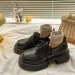 Black Thick Soled Versatile Lace Up Small Leather For Women 2024 Spring And Autumn Season New British Style JK Le Fu_vogvips.com
