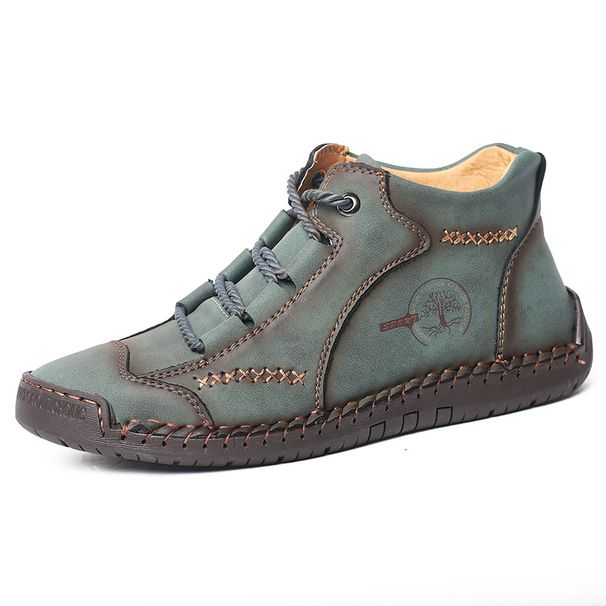 European Warm Series Autumn Winter New Closed-Toe Martin Casual Mid-Cut Handmade Large Size Men's Leather Boots_vogvips.com