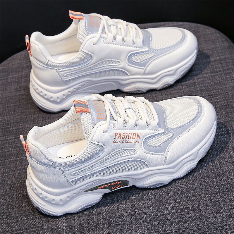 Women's Versatile Casual Chunky Platform Dad Shoes 2024 New Style All Seasons Fashionable Trendy Sports White round Toe Artificial PU_vogvips.com
