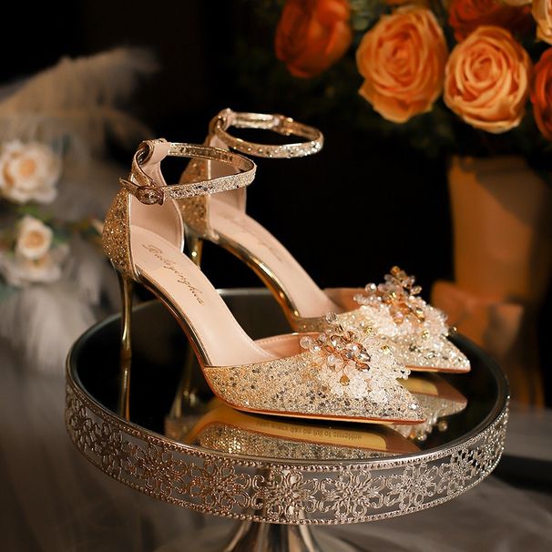 High Heels 2025 Summer New Stunning One-Strap Dress Wedding Shoes Pointed Toe Stiletto Shallow Mouth Sandals For Women_vogvips.com