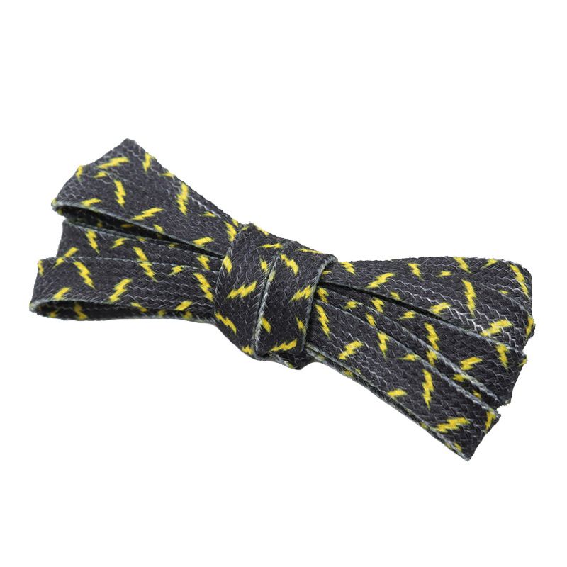 Shoelaces Creative Trendy Black And Yellow Lightning Flat Shoelaces For Canvas Shoes, Sneakers, Casual Shoes, And Personalized Decorations_vogvips.com