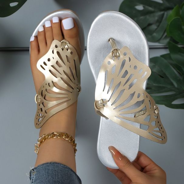 2024 Plus Size Women's Beach Sandals Fashionable Bow Tie Flat Comfortable European American Style PU Slides In Black Brown_vogvips.com
