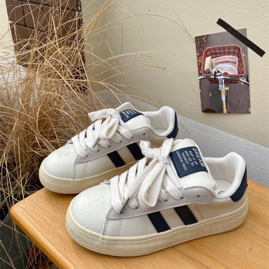 Women's 2025 Spring New Platforms Sneakers Breathable White Comfortable Casual Flats Non Slip Vulcanized Shoes_vogvips.com