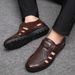2025 New Summer Men's Casual Genuine Leather Sandals Top Layer Cowhide Beach Thick Sole Breathable Slippers Shoes Trendy_vogvips.com