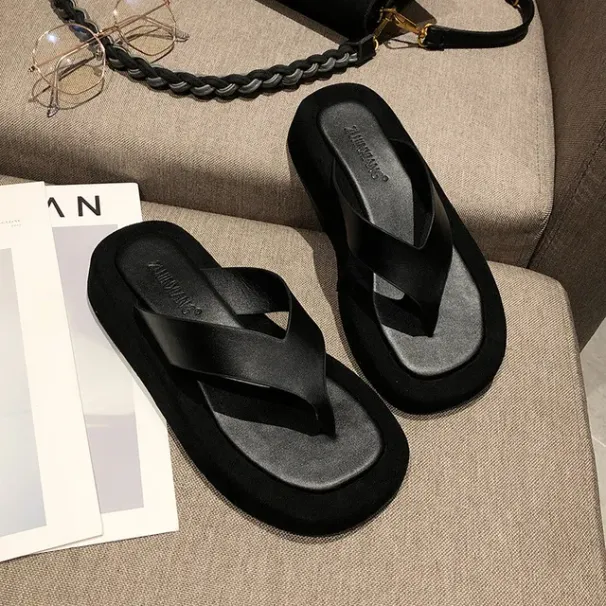 Black/white Mixed Color Thick Bottom Flip Flops Women Famous Designer Clip Toe Slippers Ladies Platform Jandal Slides_vogvips.com