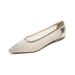 Shallow Single Shoes Female Flat Bottom Fairy Wind Mesh Soft Sole Gentle Pointed Rhinestone Flats_vogvips.com