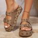 Women's Plus Size Platform Slippers Khaki Color Rose Print Lightweight Comfortable Slippers_vogvips.com