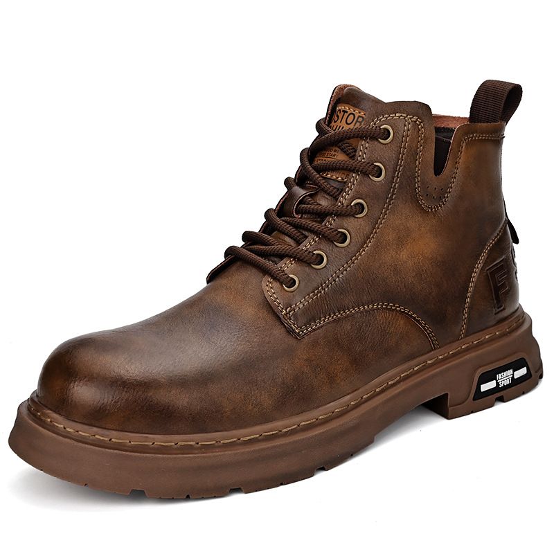 European Warm Series Martin Autumn Winter New Mid-Top Men's Fleece Lined Warm Casual Versatile Soft Sole Work Short Boots_vogvips.com