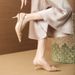 Qianluhui Urban White-collar Fine-heeled Pointed Toe Backless Sandals Patent Leather Twisted Knot Elegant Commuting_vogvips.com