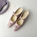 Sheepskin Version Rhinestone Flower Closed Toe Half Slippers Outside And Increase Height With Square Toe Elegant Mary Jane Single Shoes_vogvips.com