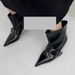 New Chinese 2024 Belt Buckle Wide Fashion Large Tube High Heel Pointed Toe Short Boots For Women Hot Girl Style_vogvips.com