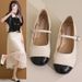 Square Toe, Shallow Mouth, Versatile Flat Bottomed Silver Mary Jane Single For Women 2025 New Summer French Style Dress,_vogvips.com