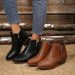 Retro Women's Ankle Boots With Side Zipper Mid Heel Chunky Chelsea Boots Plus Size Autumn New Style_vogvips.com