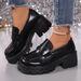 Women's British Style Platform Loafers Plus Size Slip-On Low Top Shoes Thick Sole Autumn New Style_vogvips.com