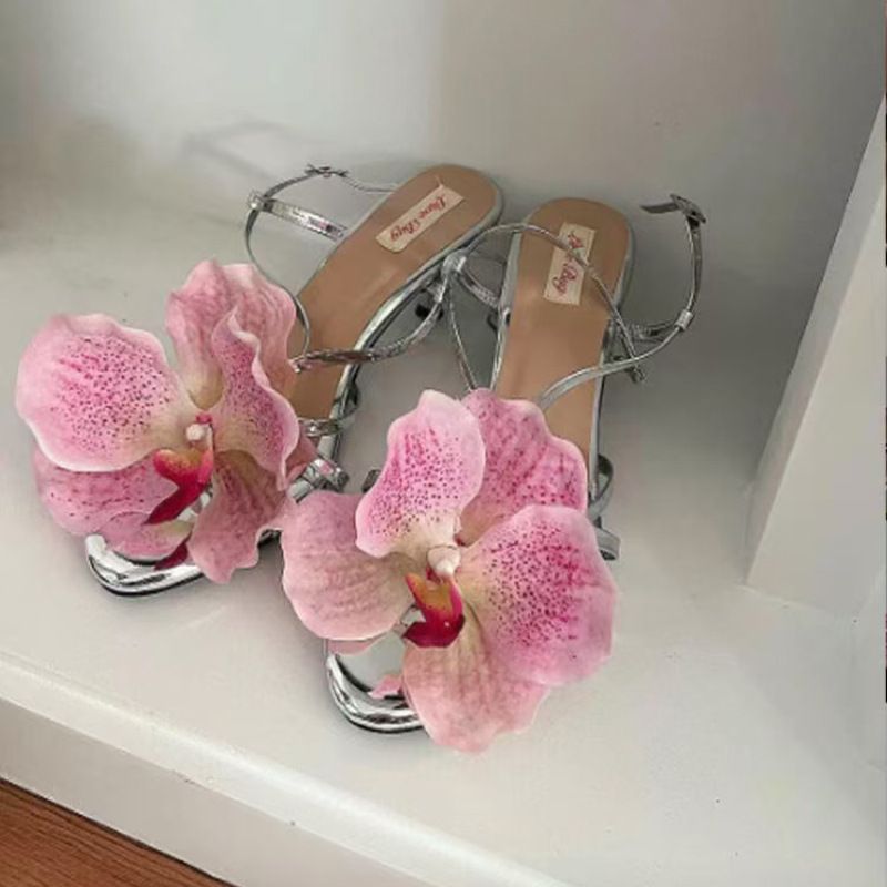 Bohemian Holiday Style Butterfly Orchid Shoe Buckle Sweet Temperament Shoe Flower Travel Photo Hole Shoes Sandals Accessories For Women_vogvips.com