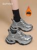 Daphne Dad Women's 2025 Spring New Arrival Thick Sole Heightened Sneakers Plaid Crystal Veet Fashion Casual Shoes_vogvips.com