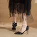 Women's Shoes Pointed Toe Stiletto Heels With Rhinestone Bow Detail Glitter Evening Pumps For Party & Daily Wear_vogvips.com