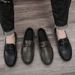 SHLIANG New Men's Slip-On Soft-Soled Driving Shoes Comfortable Round-Toe Business Casual Leather Shoes Breathable Upper Slip-On Loafers X0009_vogvips.com