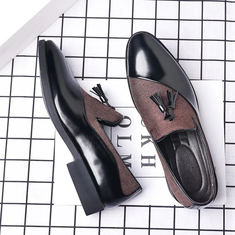 Mens 2024 New Casual Men Business Dress Leather Shoes Trend Versatile Loafers Pointed Toe Slip-On_vogvips.com