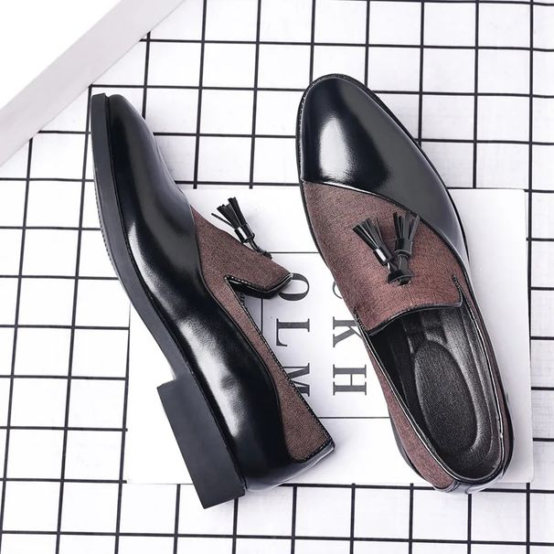 Mens 2024 New Casual Men Business Dress Leather Shoes Trend Versatile Loafers Pointed Toe Slip-On_vogvips.com