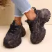 Fall New Heavy Industry Denim Rhinestone Platform Casual Women S Sneakers Round Toe Large Size Single Shoes_vogvips.com