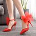 Women's Shoes flower wedding shoes one word wristband bridal shoes stiletto pointed toe wedding shoes women's sandals pointed toe high heels_vogvips.com