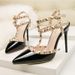 9616-56 European And American Style Sexy Nightclub High Heels Patent Leather Metal Rivets Sexy Nightclub Women's Shoes Roman Sandals_vogvips.com