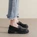 Small Thick-soled Leather Shoes For Women, Black Retro Loafers, Soft-soled Commuter Work Shoes_vogvips.com