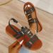 Cross-border European American Large-size Buckle Flat Hollow Women, Fashionable And Versatile, Solid Color Beach Sandals_vogvips.com