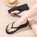 Women's Double Strap Wedge Heel Platform Flip Flops Summer Beach Non-Slip Odor Resistant Shoes_vogvips.com