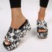 23 Summer New Round Toe Wedge One Line Classic Embroidery Women's Large Medium Heel Sandal Slippers_vogvips.com