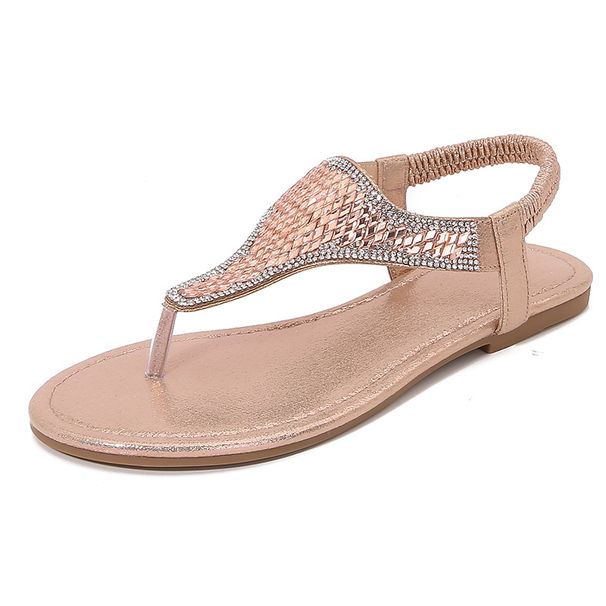 Flat Rhinestone Sandals Bohemian Comfort Summer Shoes For Women_vogvips.com