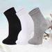 Socks men's solid color high cotton men's socks autumn and winter sweat absorbent breathable business mid-tube socks mid-waist socks_vogvips.com