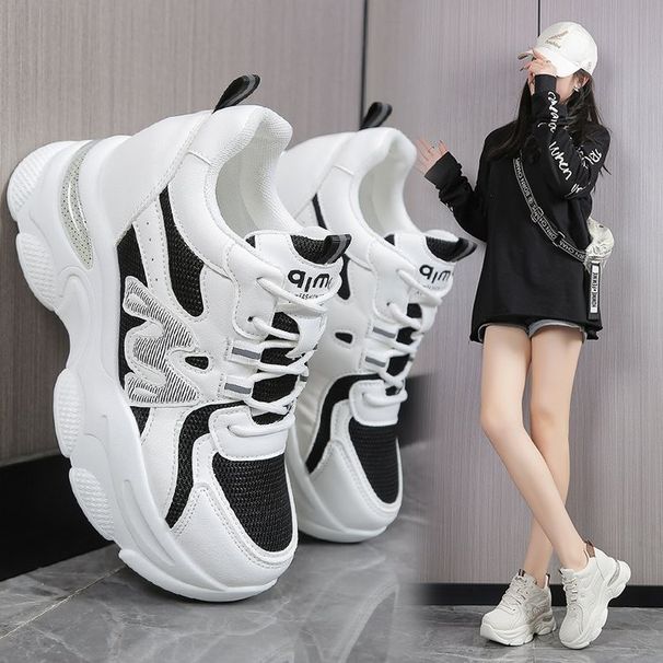 2025 New Women's Casual White Sneakers Fashion Thick Sole Dad Shoes Comfortable Lightweight Walking Shoes_vogvips.com