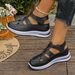2026 Summer New European And American Style Thick-Soled Women's With Hollow Design, Breathable, Velcro Closure,_vogvips.com