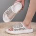 2025 New Wo's Summer Outdoor Sandals With Sequins, High-End Thick-Soled Beach Slippers, Slip-On Shoes For Pregnant_vogvips.com
